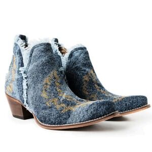 MYRA BAG Trail Runner Split Top Denim Booties Size 11 NWT